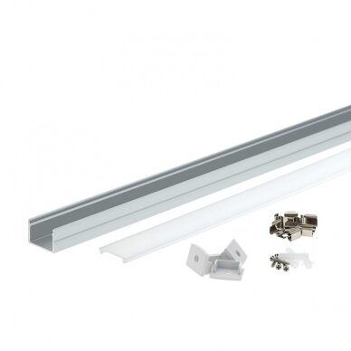 Profile For LED Strip, Silver, White Cover, 19.3x13mm 2 Profile For LED Strip, Silver, White Cover, 19.3x13mm 2