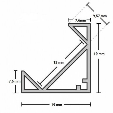 Profile For LED Strip, Silver, White Cover, 19x19mm 2 Profile For LED Strip, Silver, White Cover, 19x19mm 2