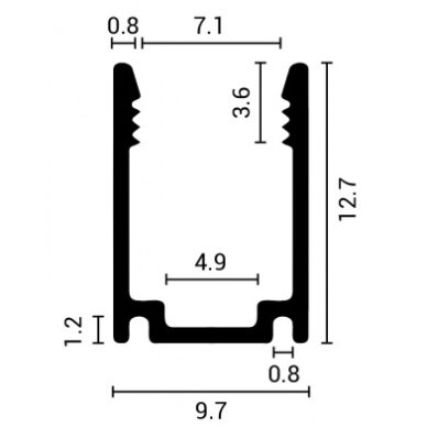 Profile for LED Strip, Silver, White Cover, 29.8x20mm 1 Profile for LED Strip, Silver, White Cover, 29.8x20mm 1