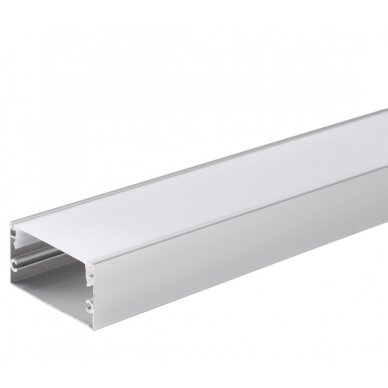Profile For LED Strip, Silver, White Cover, 40x20mm Profile For LED Strip, Silver, White Cover, 40x20mm