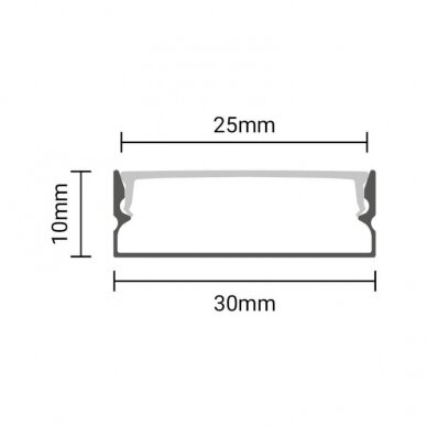Profile For LED Strip, Silver, White Cover, 30x10mm 2