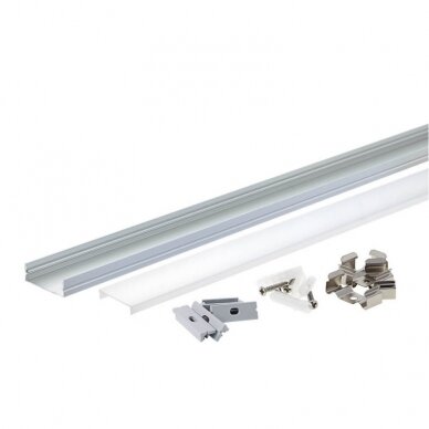 Profile For LED Strip, Silver, White Cover, 30x10mm 1 Profile For LED Strip, Silver, White Cover, 30x10mm 1