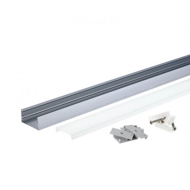 Profile For LED Strip, Silver, White Cover, 40x20mm 1 Profile For LED Strip, Silver, White Cover, 40x20mm 1