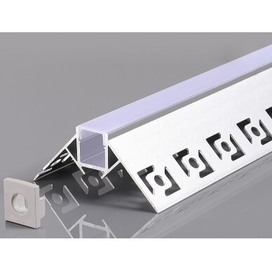 Profile For LED Strip, Built In, Gray, White Cover, 53x25mm