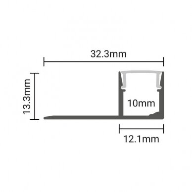 Profile For LED Strip, Gray, White Cover, 32.3x13.3mm 2