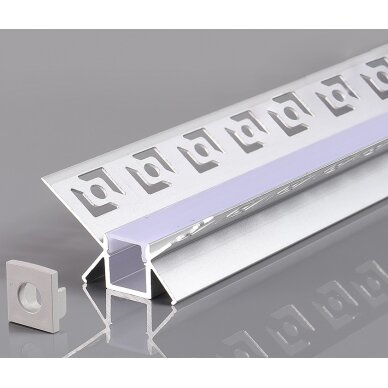 Profile For LED Strip, Built In, Gray, White Cover, 48x28mm