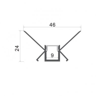 Profile For LED Strip, Built In, Gray, White Cover, 48x28mm 2