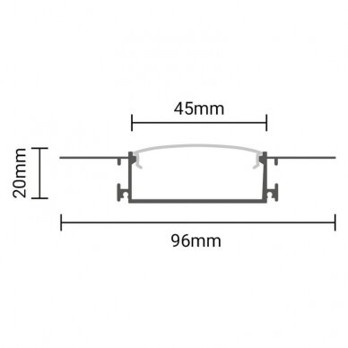 Profile For LED Strip, Silver, White Cover, 50x20mm 2 Profile For LED Strip, Silver, White Cover, 50x20mm 2