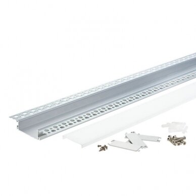 Profile For LED Strip, Silver, White Cover, 50x20mm 1 Profile For LED Strip, Silver, White Cover, 50x20mm 1