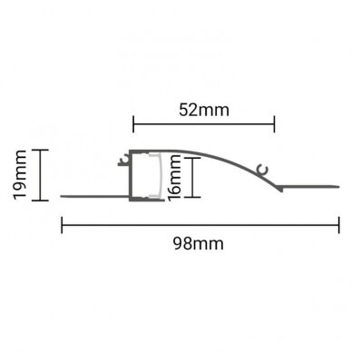 Profile For LED Strip, Silver, White Cover, 98x19mm 3 Profile For LED Strip, Silver, White Cover, 98x19mm 3