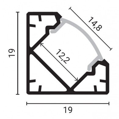 Profilis LED juostai, paviršinis, juodas, baltas dangtelis, 26.5x19mm 3