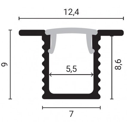 Profile For LED Strip, Silver, White Cover, 12.4x9mm 3