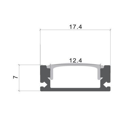 Profile For LED Strip, Black, White Cover, 17.4x7x12.4mm 1 Profile For LED Strip, Black, White Cover, 17.4x7x12.4mm 1
