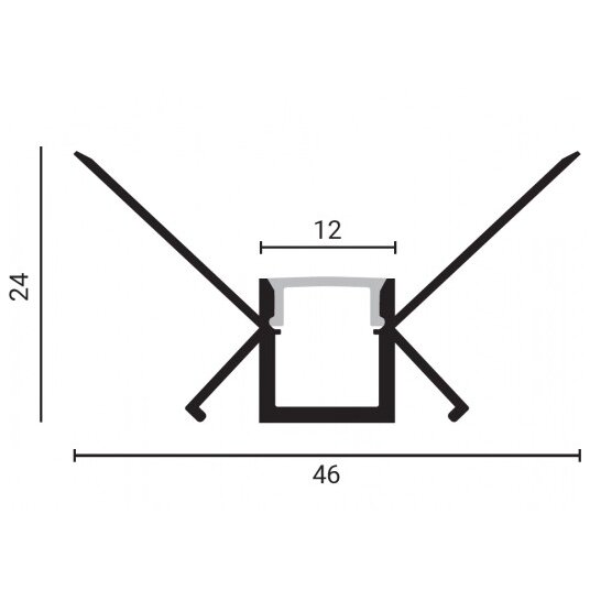 Profile For LED Strip, Built In, Gray, White Cover, 48x28mm 3 Profile For LED Strip, Built In, Gray, White Cover, 48x28mm 3