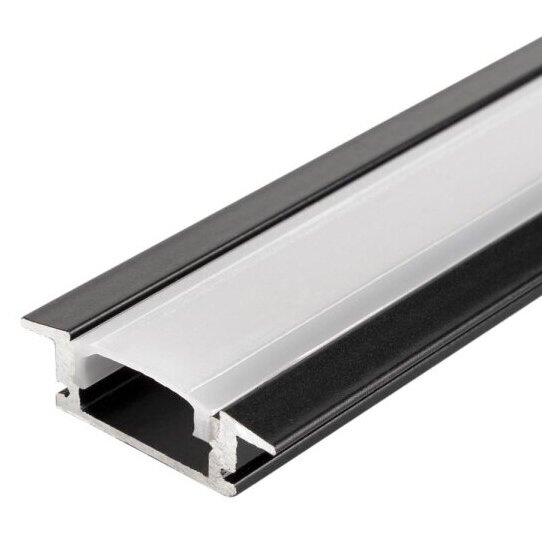 Profilis LED juostai, įleidžiamas, juodas, baltas dangtelis, 24.5x7 Profilis LED juostai, įleidžiamas, juodas, baltas dangtelis, 24.5x7