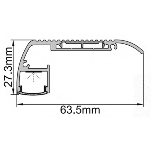 Profilis LED juostai, paviršinis, juodas, baltas dangtelis, 63.5x27.3mm 2 Profilis LED juostai, paviršinis, juodas, baltas dangtelis, 63.5x27.3mm 2