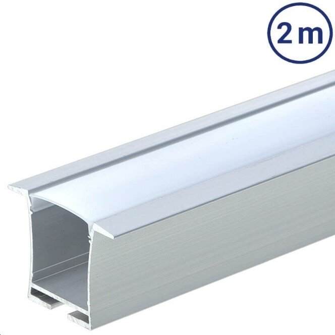 Profilis LED juostai, įleidžiamas, sidabrinis, baltas dangtelis, 36x23.5mm 1 Profilis LED juostai, įleidžiamas, sidabrinis, baltas dangtelis, 36x23.5mm 1