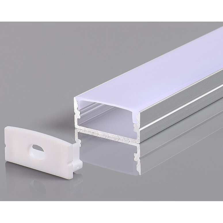 Profile For LED Strip, Gray, White Cover, 23.5x10x21.5mm Profile For LED Strip, Gray, White Cover, 23.5x10x21.5mm