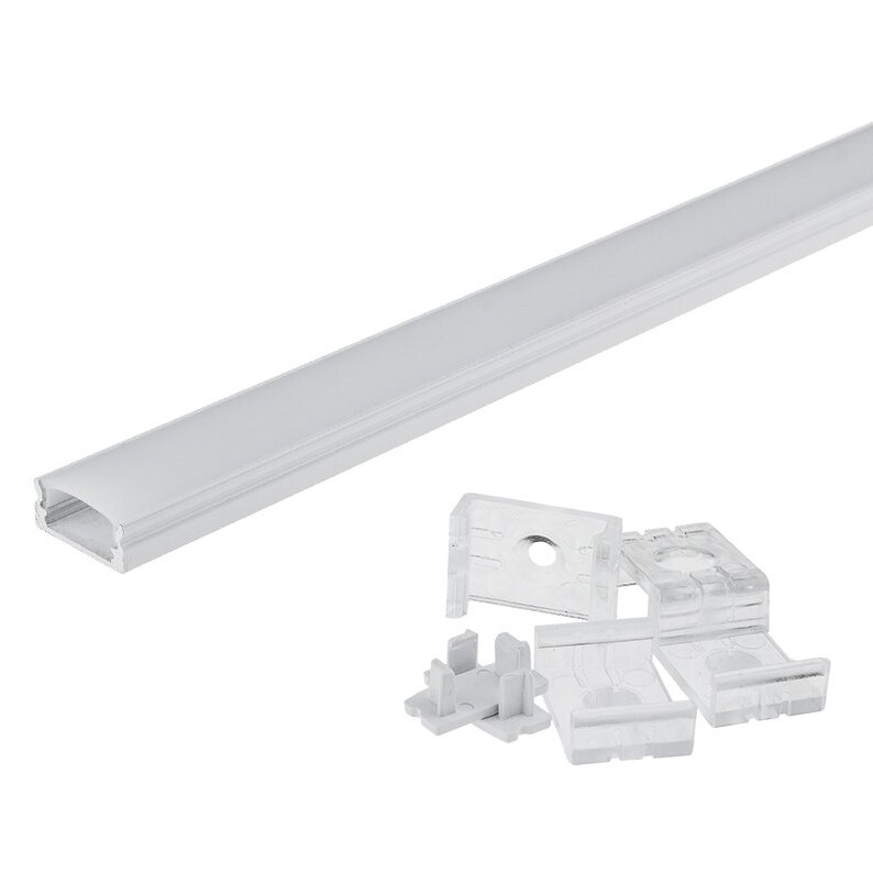 Profilis LED juostai, paviršinis, pilkas, baltas dangtelis, 17.4x7.15mm Profilis LED juostai, paviršinis, pilkas, baltas dangtelis, 17.4x7.15mm