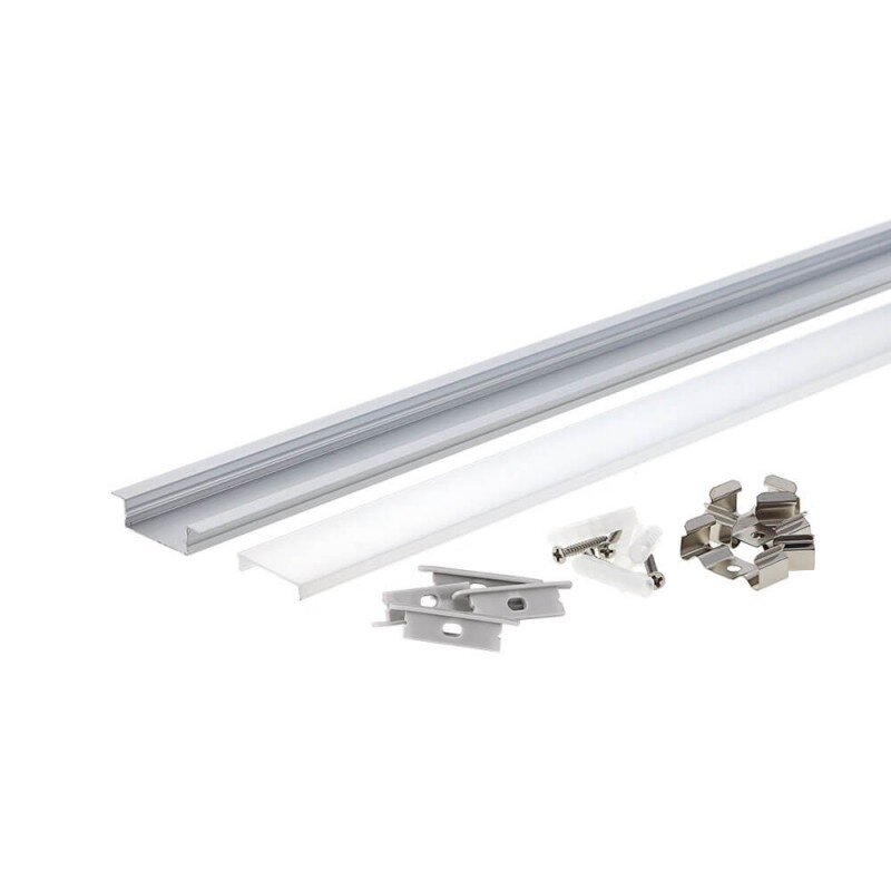 Profile For LED Strip, Silver, White Cover, 41x10mm 1 Profile For LED Strip, Silver, White Cover, 41x10mm 1