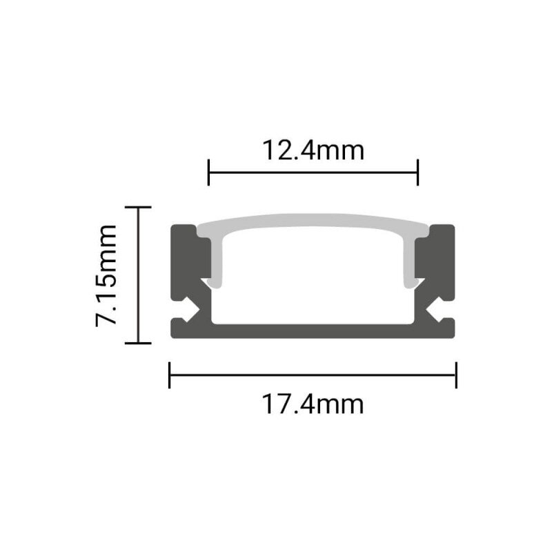Profilis LED juostai, paviršinis, baltas, baltas dangtelis, 17.4x7x12.4mm 3