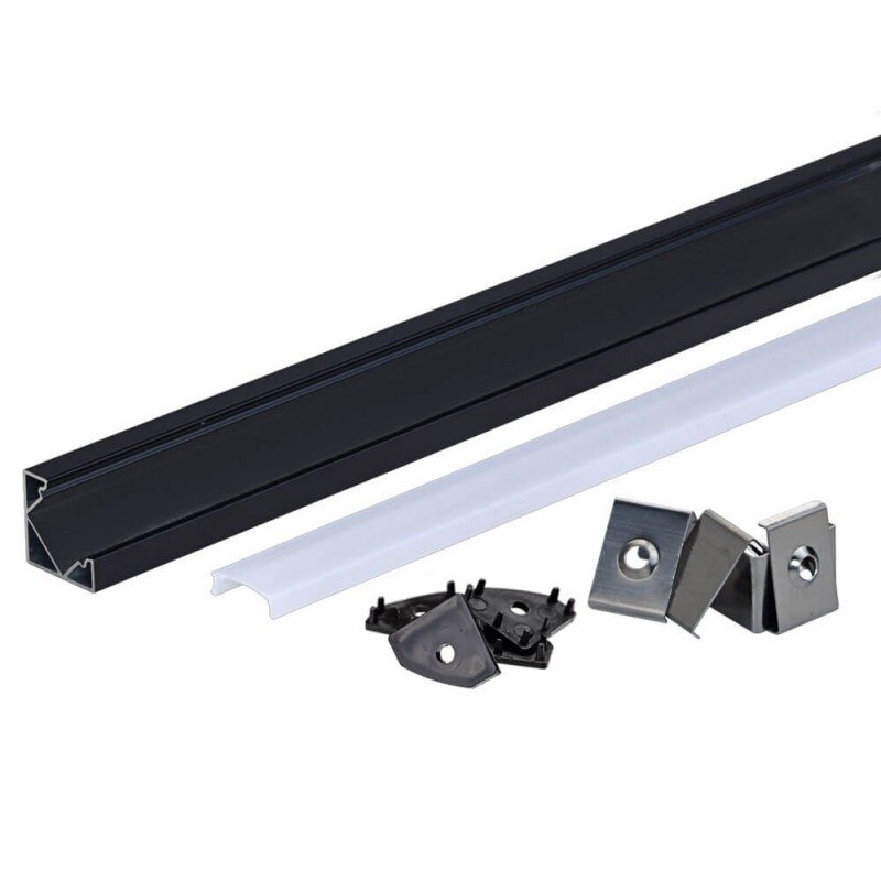 Profilis LED juostai, paviršinis, juodas, baltas dangtelis, 26.5x19mm 2 Profilis LED juostai, paviršinis, juodas, baltas dangtelis, 26.5x19mm 2