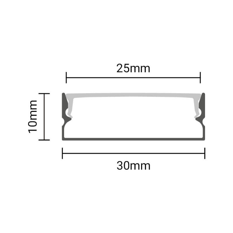Profile For LED Strip, Black, White Cover, 30x10mm 2 Profile For LED Strip, Black, White Cover, 30x10mm 2