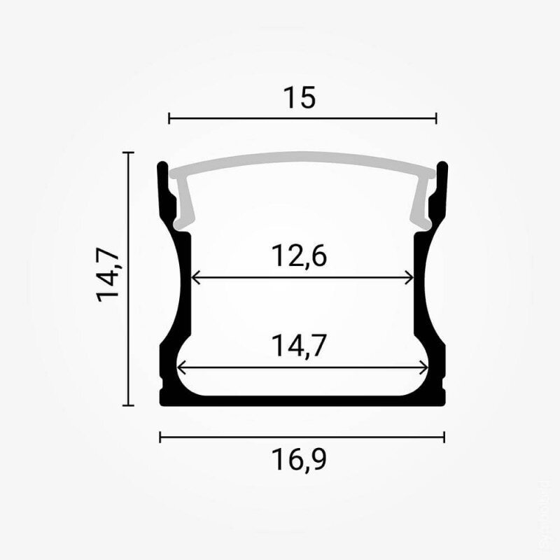Profile For LED Strip, Gray, White Cover, 17.4x7.15mm 4