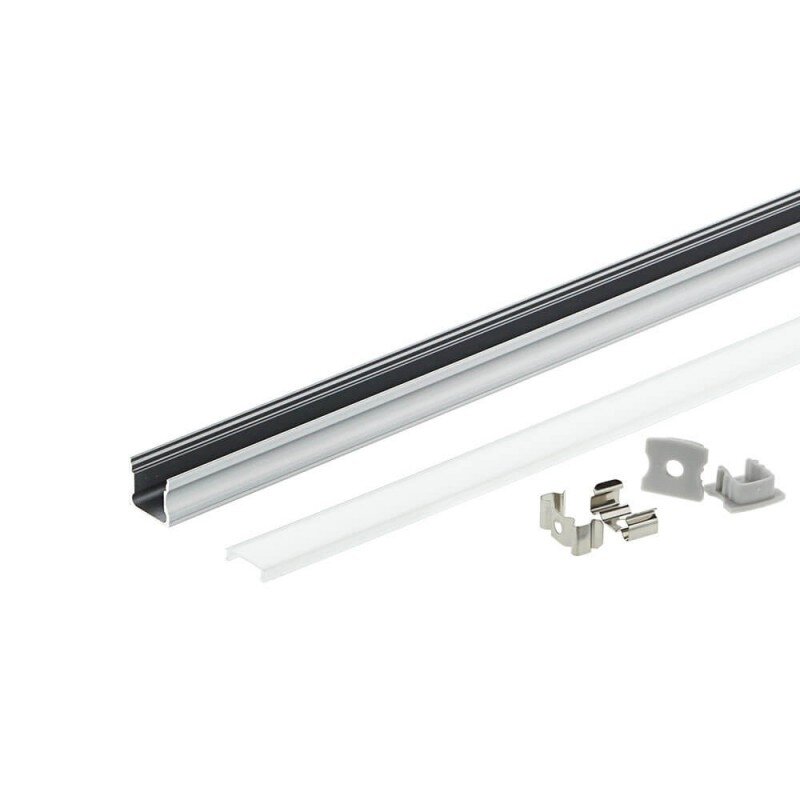 Profile For LED Strip, Gray, White Cover, 17.4x7.15mm 1 Profile For LED Strip, Gray, White Cover, 17.4x7.15mm 1