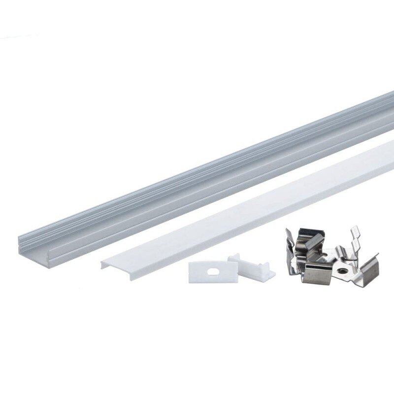 Profile For LED Strip, Gray, White Cover, 23.5x10x21.5mm 2 Profile For LED Strip, Gray, White Cover, 23.5x10x21.5mm 2