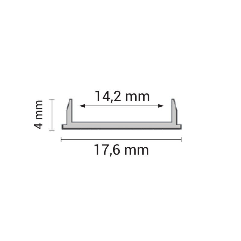 Profile For LED Strip, Gray, White Cover, Bendable 2m, 17.6x4mm 2