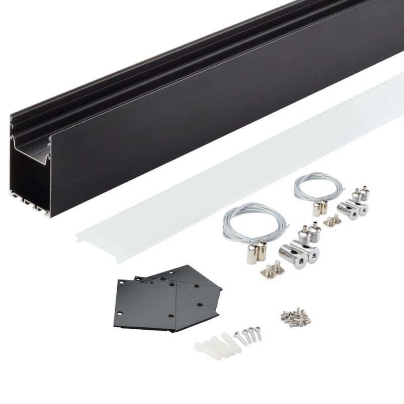 Profile For LED Strip, Black, White Cover 2