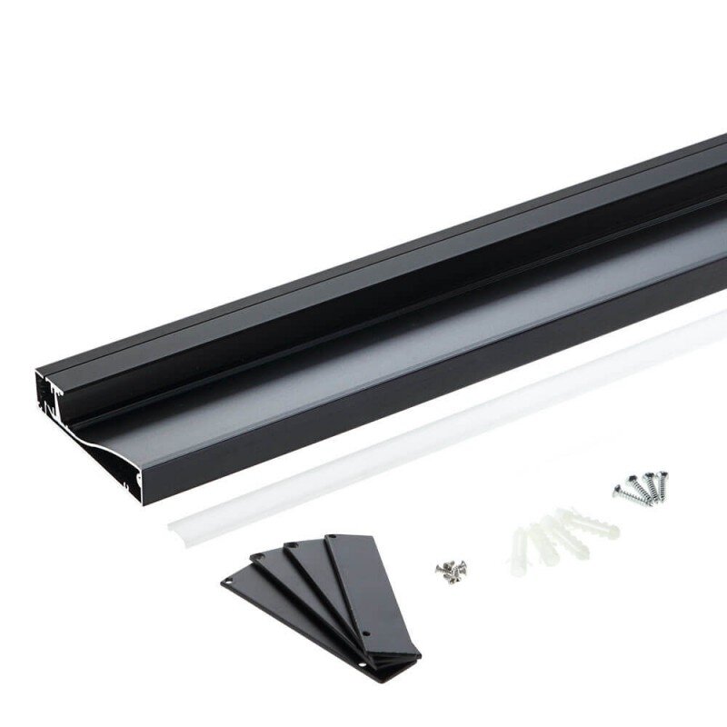 Profilis LED juostai, paviršinis, prie grindų, juodas metalo oksidas 3 Profilis LED juostai, paviršinis, prie grindų, juodas metalo oksidas 3
