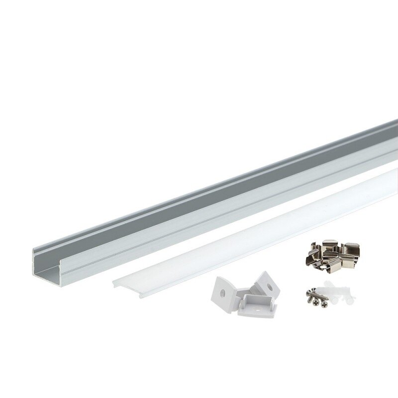 Profile For LED Strip, Silver, White Cover, 19.3x13mm 2 Profile For LED Strip, Silver, White Cover, 19.3x13mm 2