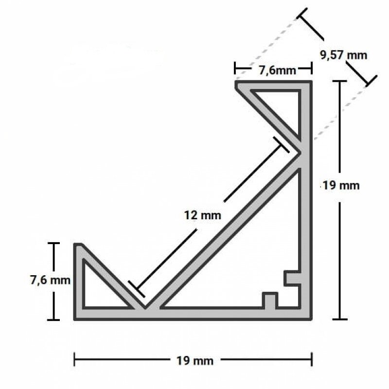 Profile For LED Strip, Silver, White Cover, 19x19mm 2 Profile For LED Strip, Silver, White Cover, 19x19mm 2
