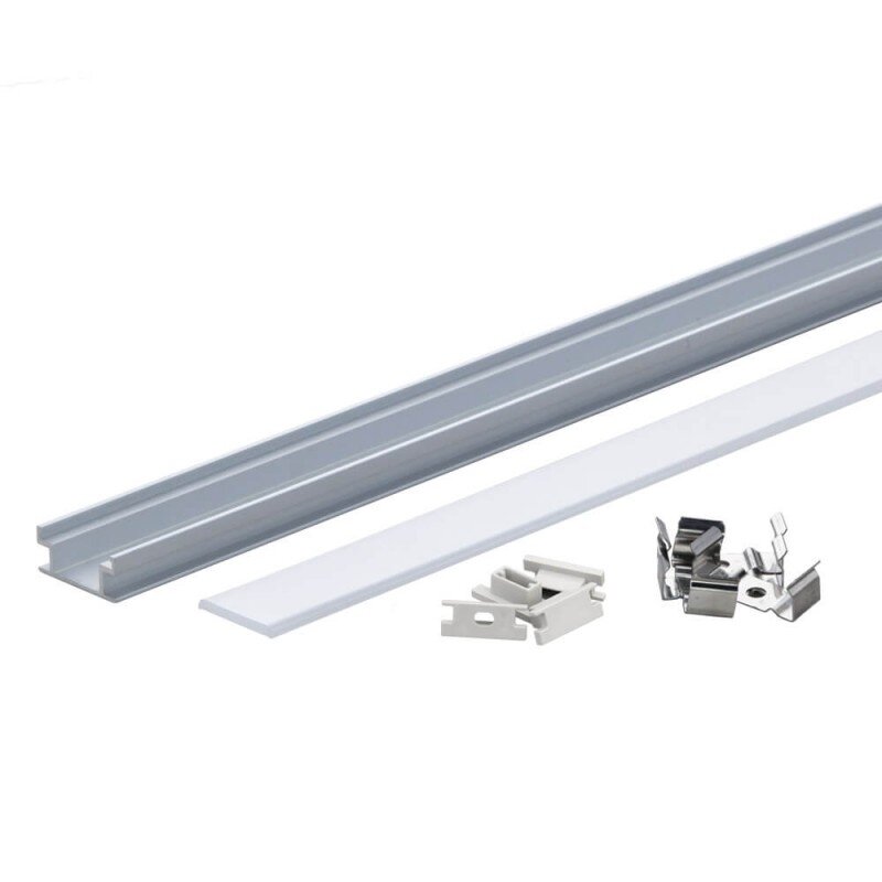 Profile For LED Strip, Floor, Silver, White Cover, 19x7.8mm 2 Profile For LED Strip, Floor, Silver, White Cover, 19x7.8mm 2