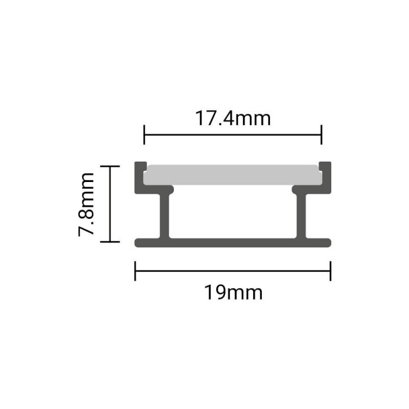 Profile For LED Strip, Floor, Silver, White Cover, 19x7.8mm 3 Profile For LED Strip, Floor, Silver, White Cover, 19x7.8mm 3