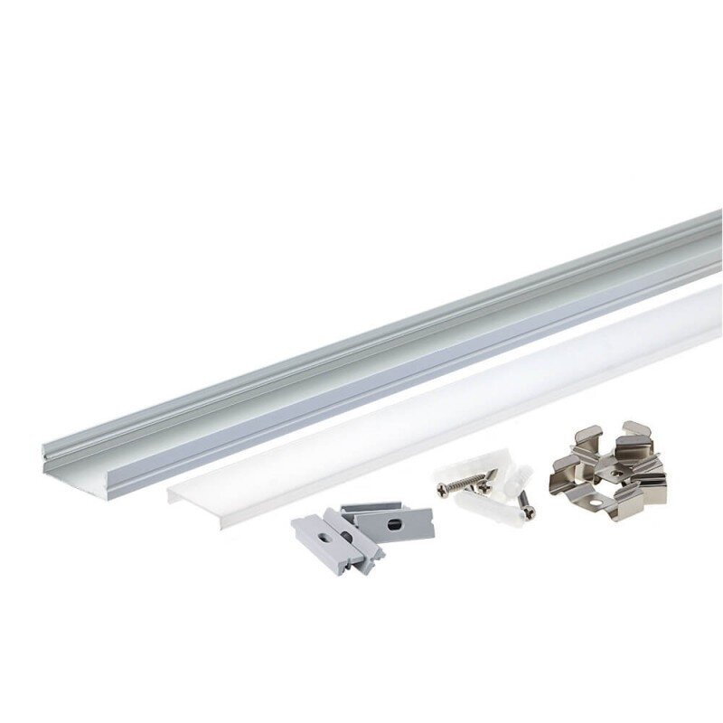 Profile For LED Strip, Silver, White Cover, 30x10mm 1 Profile For LED Strip, Silver, White Cover, 30x10mm 1