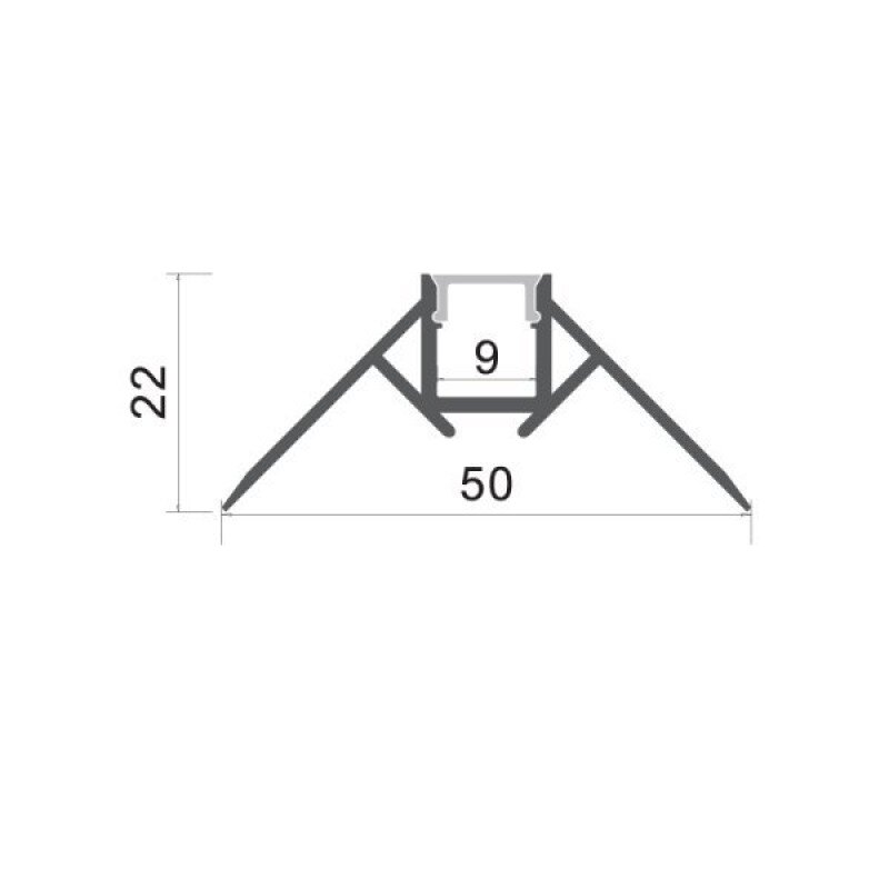 Profile For LED Strip, Built In, Gray, White Cover, 53x25mm 2 Profile For LED Strip, Built In, Gray, White Cover, 53x25mm 2