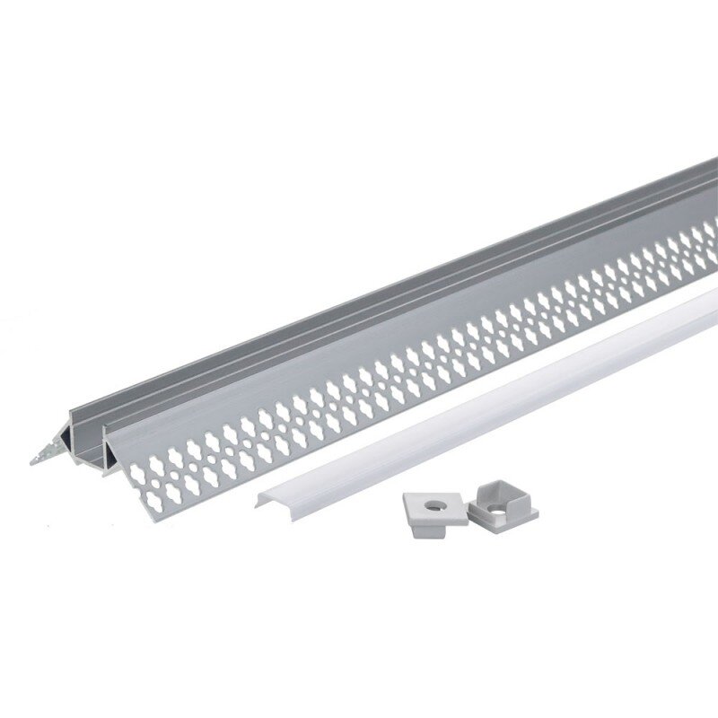 Profile For LED Strip, Built In, Gray, White Cover, 53x25mm 1 Profile For LED Strip, Built In, Gray, White Cover, 53x25mm 1