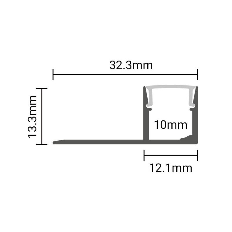 Profile For LED Strip, Gray, White Cover, 32.3x13.3mm 2