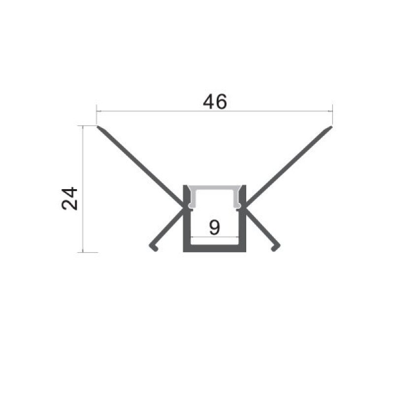 Profile For LED Strip, Built In, Gray, White Cover, 48x28mm 2 Profile For LED Strip, Built In, Gray, White Cover, 48x28mm 2