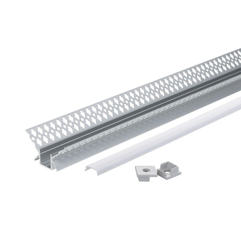Profile For LED Strip, Built In, Gray, White Cover, 48x28mm 1 Profile For LED Strip, Built In, Gray, White Cover, 48x28mm 1