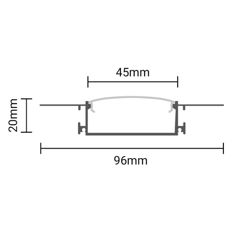 Profile For LED Strip, Silver, White Cover, 50x20mm 2 Profile For LED Strip, Silver, White Cover, 50x20mm 2