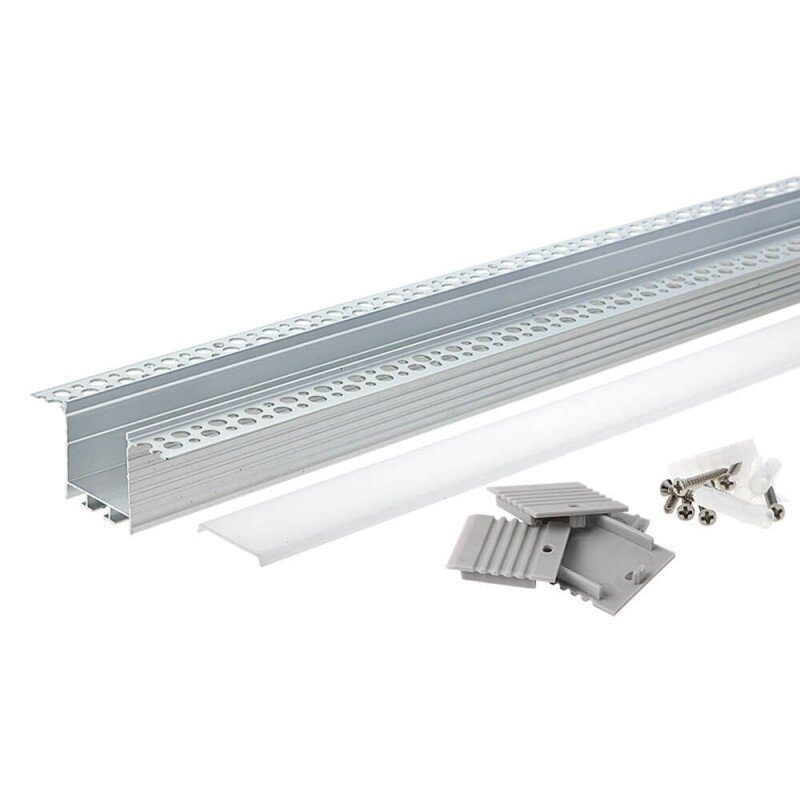 Profilis LED juostai, priglaistomas, sidabrinis, baltas dangtelis, 71.5x35mm 1 Profilis LED juostai, priglaistomas, sidabrinis, baltas dangtelis, 71.5x35mm 1