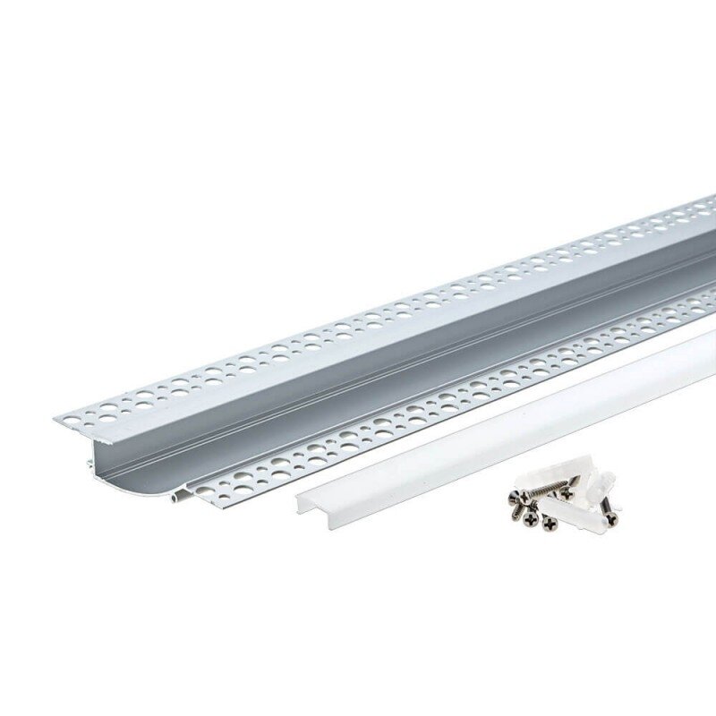 Profile For LED Strip, Silver, White Cover, 98x19mm 2 Profile For LED Strip, Silver, White Cover, 98x19mm 2
