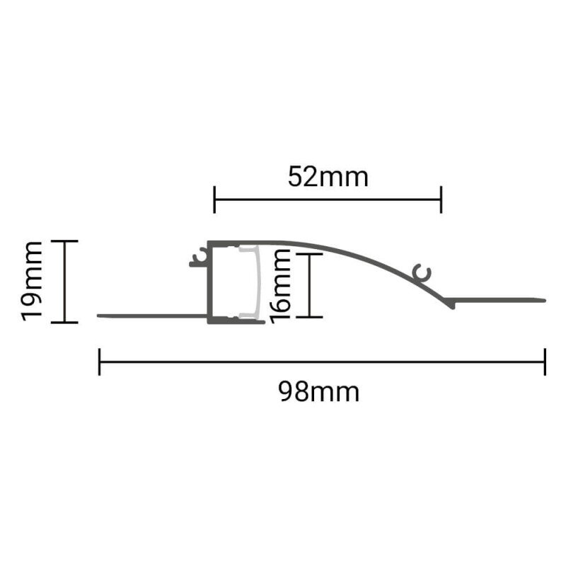 Profile For LED Strip, Silver, White Cover, 98x19mm 3