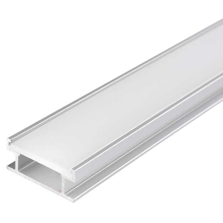 Profile For LED Strip, Floor, Silver, White Cover, 19x7.8mm Profile For LED Strip, Floor, Silver, White Cover, 19x7.8mm