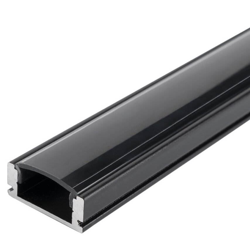 Profilis LED juostai, paviršinis, juodas, juodas dangtelis, 17.4x7mm