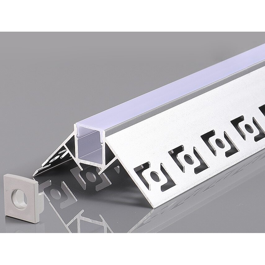 Profile For LED Strip, Built In, Gray, White Cover, 53x25mm